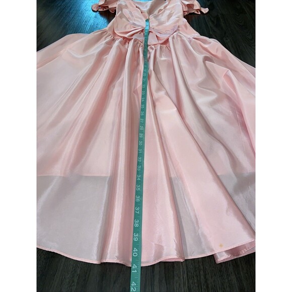 Alfred Angelo Vintage 80s 90s Dress Pink Bow Drop Waist Prom Dress - Picture 12 of 15